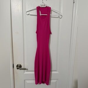 SHEIN Hot Pink Ribbed Tank Midi Dress